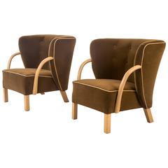 Viggo Boesen for Slagelse Møbelvaerk, A Pair of Rare Upholstered Chairs