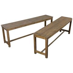 Pair of Wooden Industrial Benches