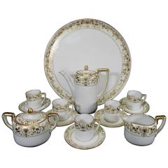 Antique Early 20th Century Noritake Gold Encrusted Demitasse Coffee Service for Six