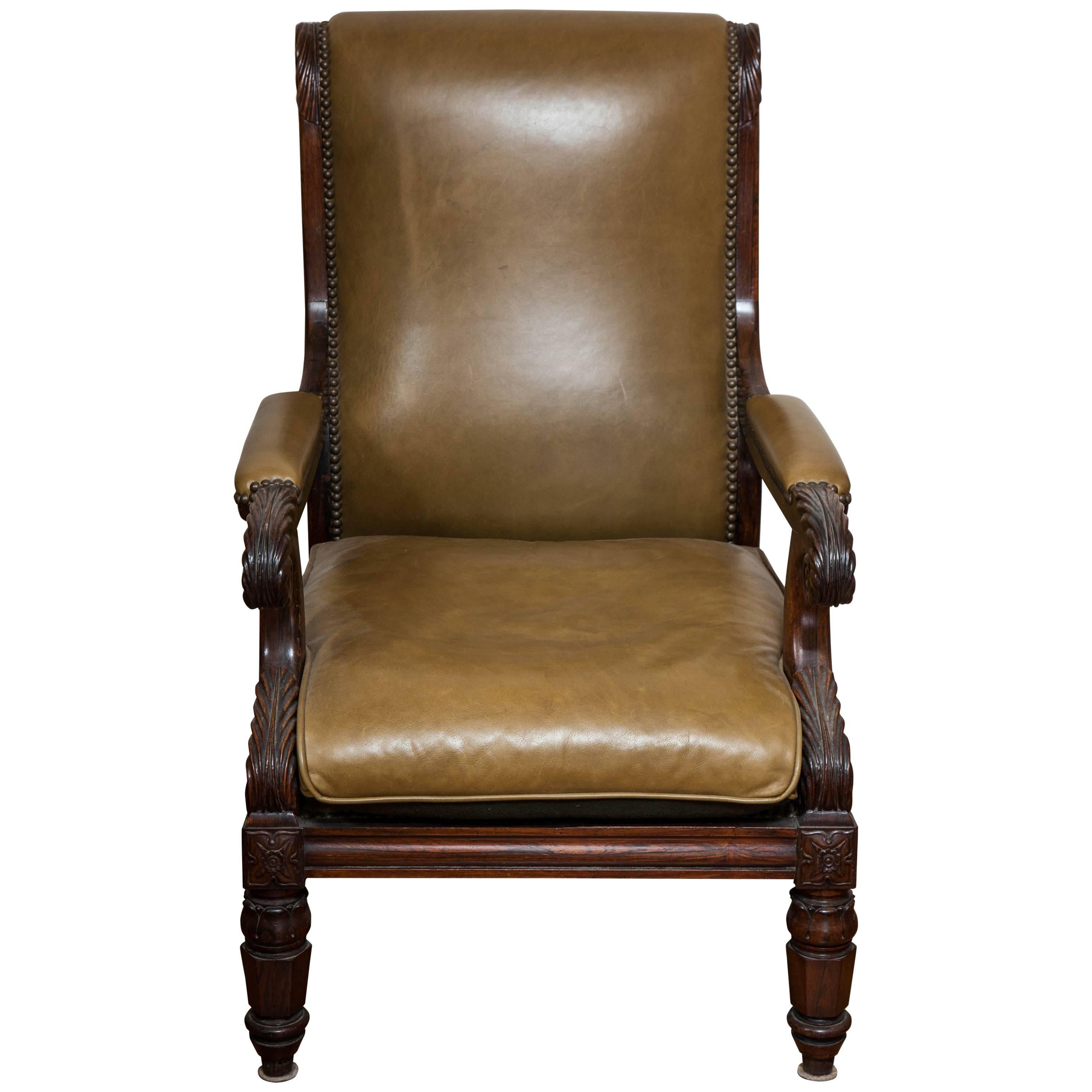 Regal William IV Carved Rosewood Library Chair