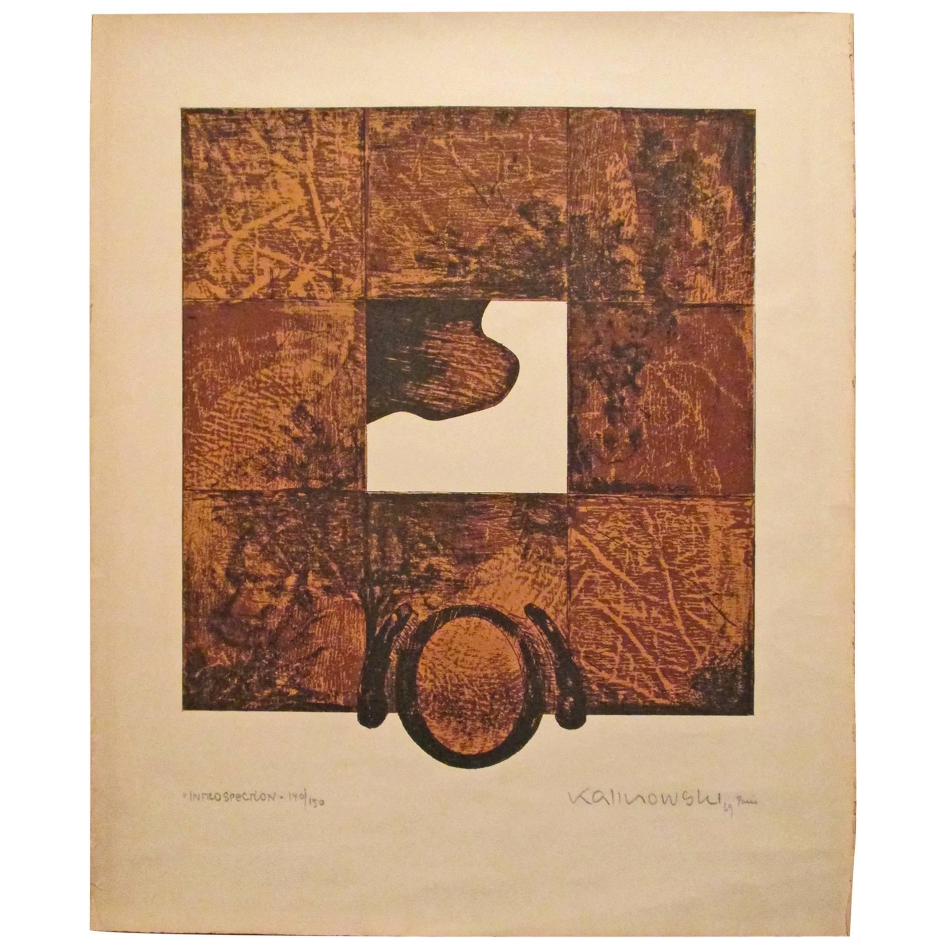 Seriegraph; "Introspection", Paris 1969, Tadeus Kalinowski, Polish Movement For Sale