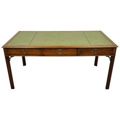 20th Century Custom English Leather Chippendale Style Six-Drawer Partners Desk 5