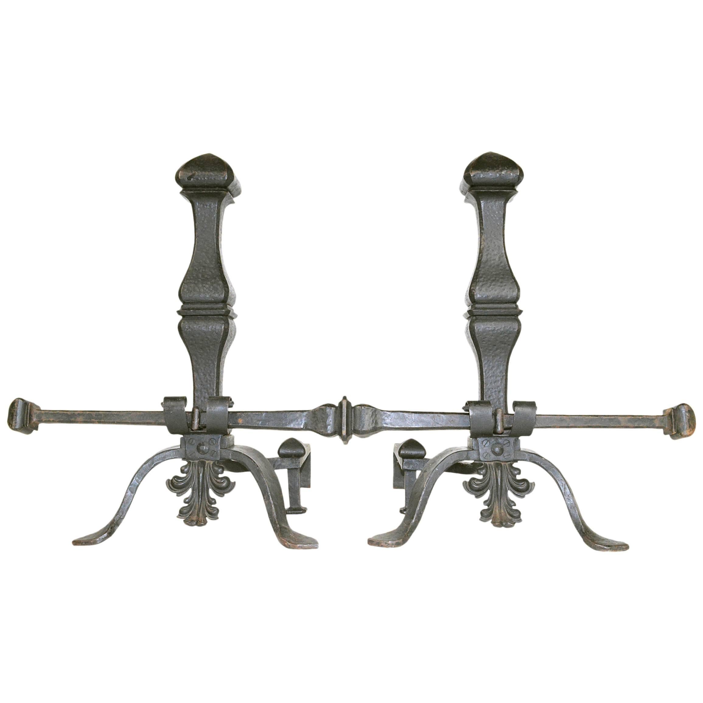 Pair Large Scale Andirons For Sale