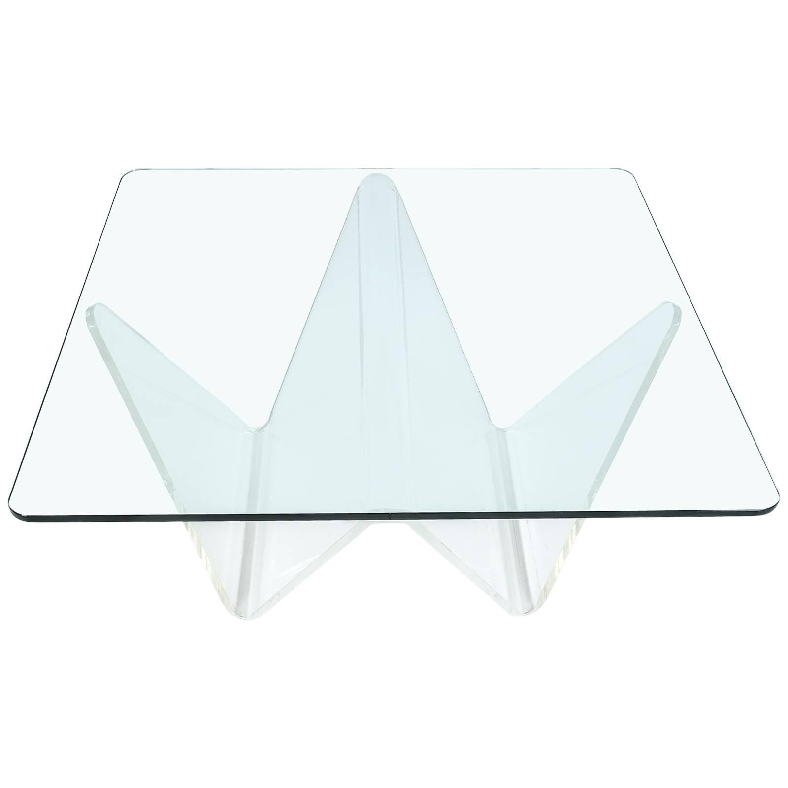 Large Lucite and Glass Wave Table, circa 1960 For Sale