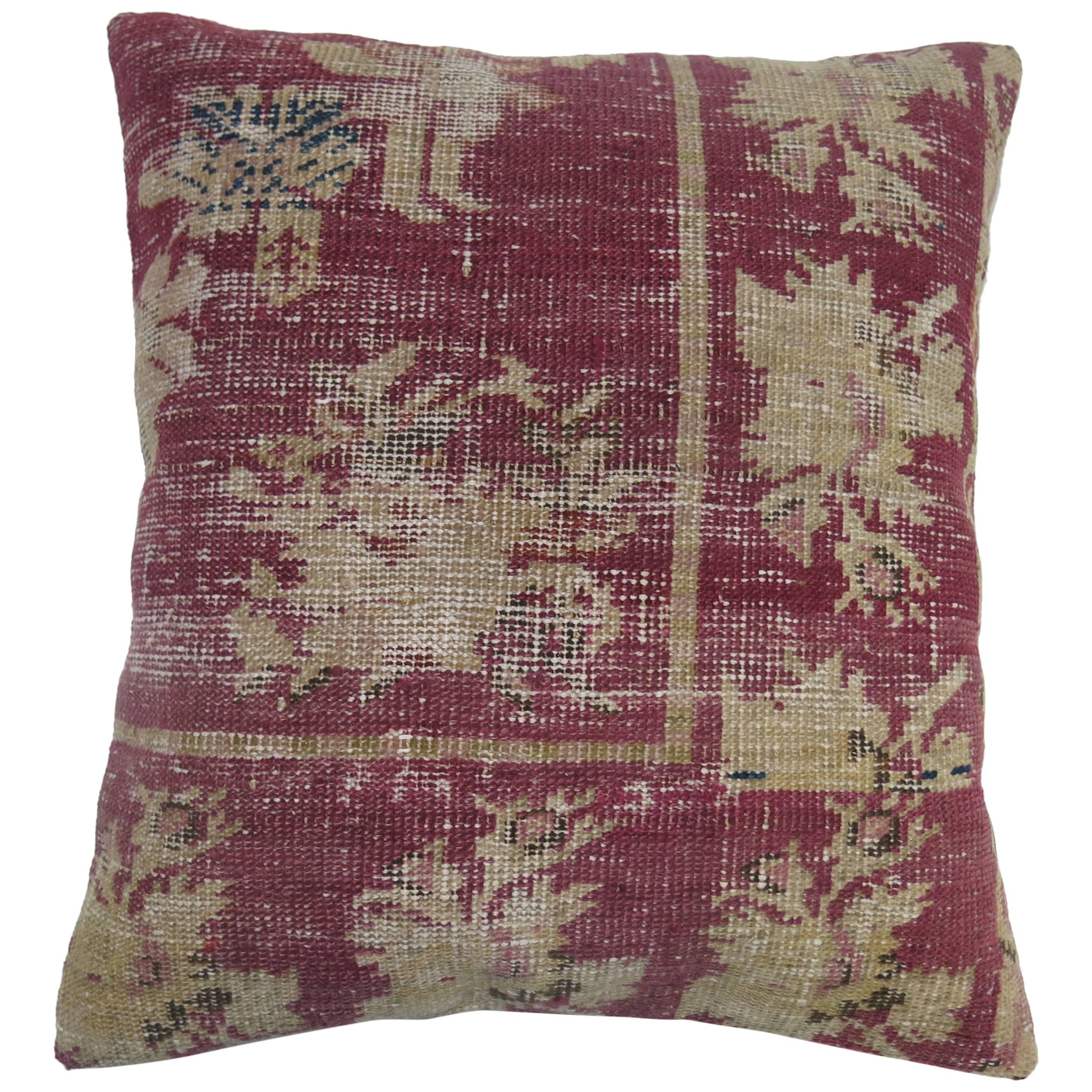 Raspberry Pillow from a 19th Century Turkish Rug 19'' x 22'' 