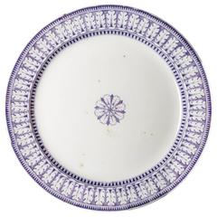 Antique Lg. Acanthe Pattern Blue and White Circular Platter