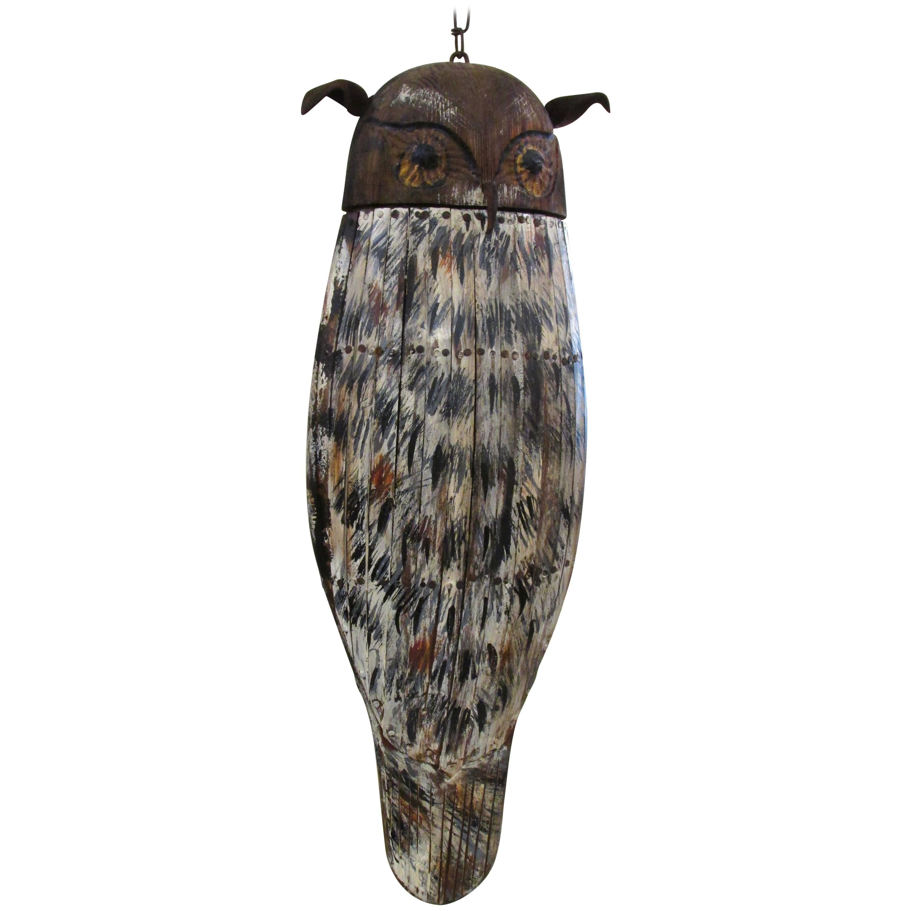 Hanging Carved and Painted Owl Decoy