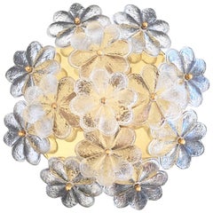 Medium Ernst Palme Floral Glass Flush Mount Lamp