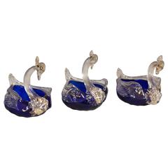 Vintage 1960s Murano Glass Swans, Set of Three