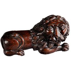 Fruitwood Carving of a Recumbent Lion