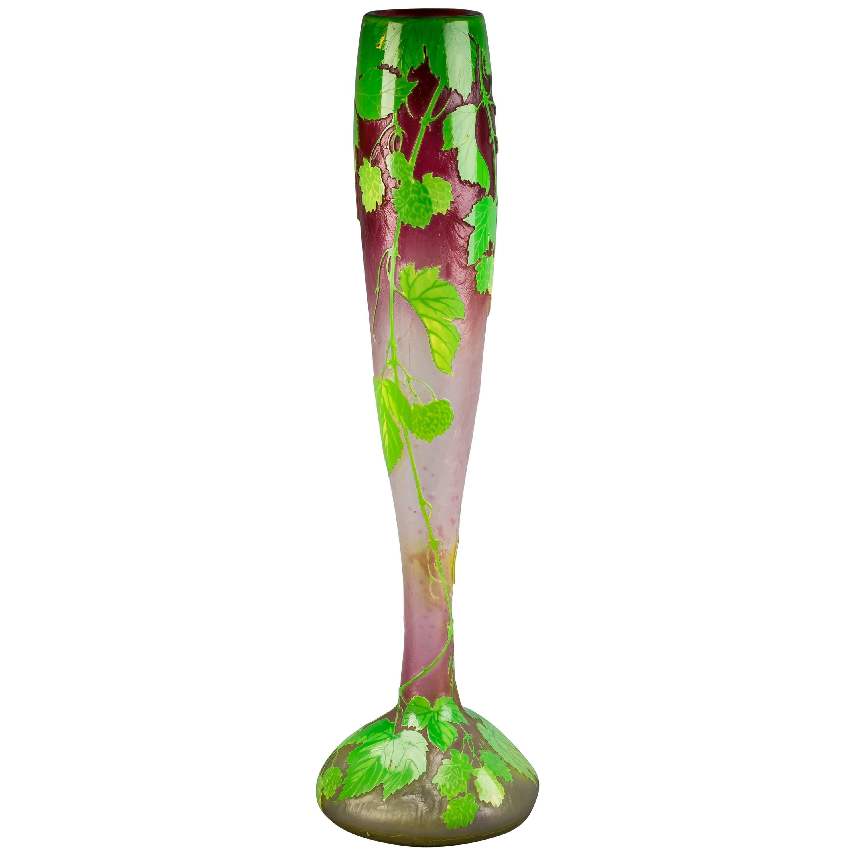 Large Legras Cameo Glass Vase, circa 1900