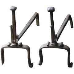 18th Century Wrought Iron Andirons, Firedogs 2