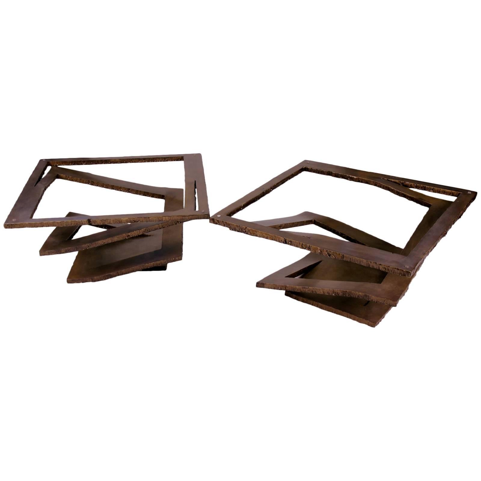 Pair of "Brutalist" Coffee Tables, France, 1970 For Sale