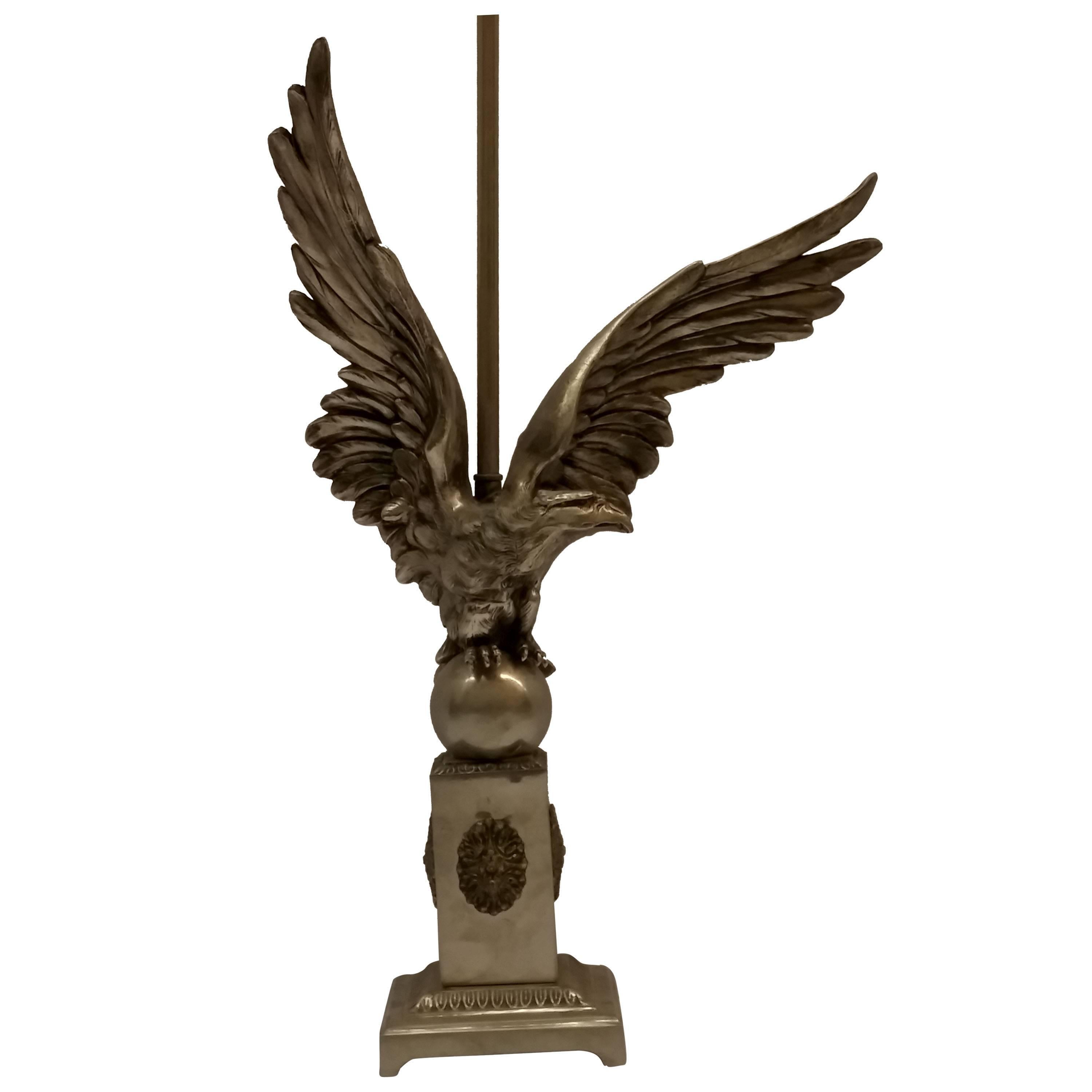 French Art Deco Eagle Table Lamp For Sale