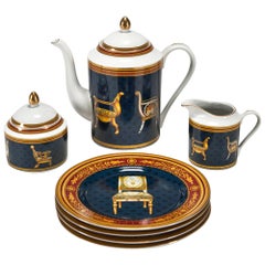Coffee Set and Dessert Plates with Chairs by Gucci