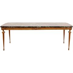 Italian Modern Neoclassical Bronze and Marble Coffee Table