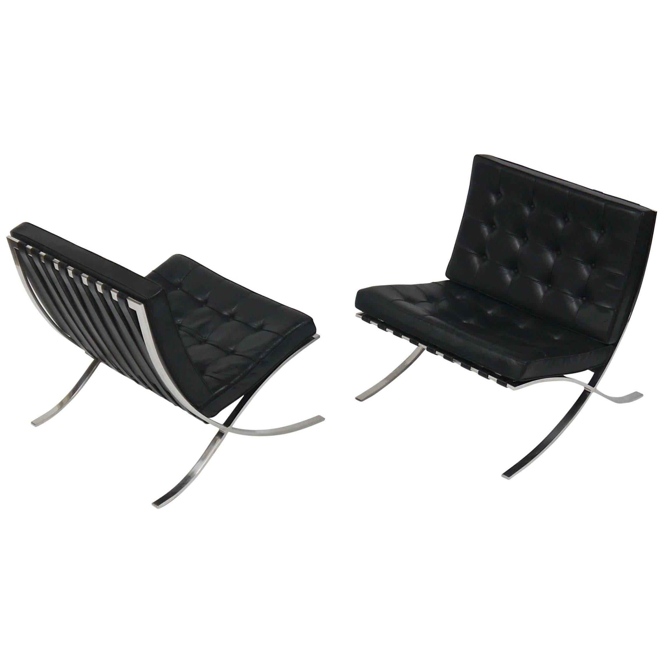 Exceptional Pair of Barcelona Chairs by Mies Van Der Rohe for Knoll For Sale