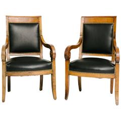 Pair of Black Lambskin Charles X-Chairs 11