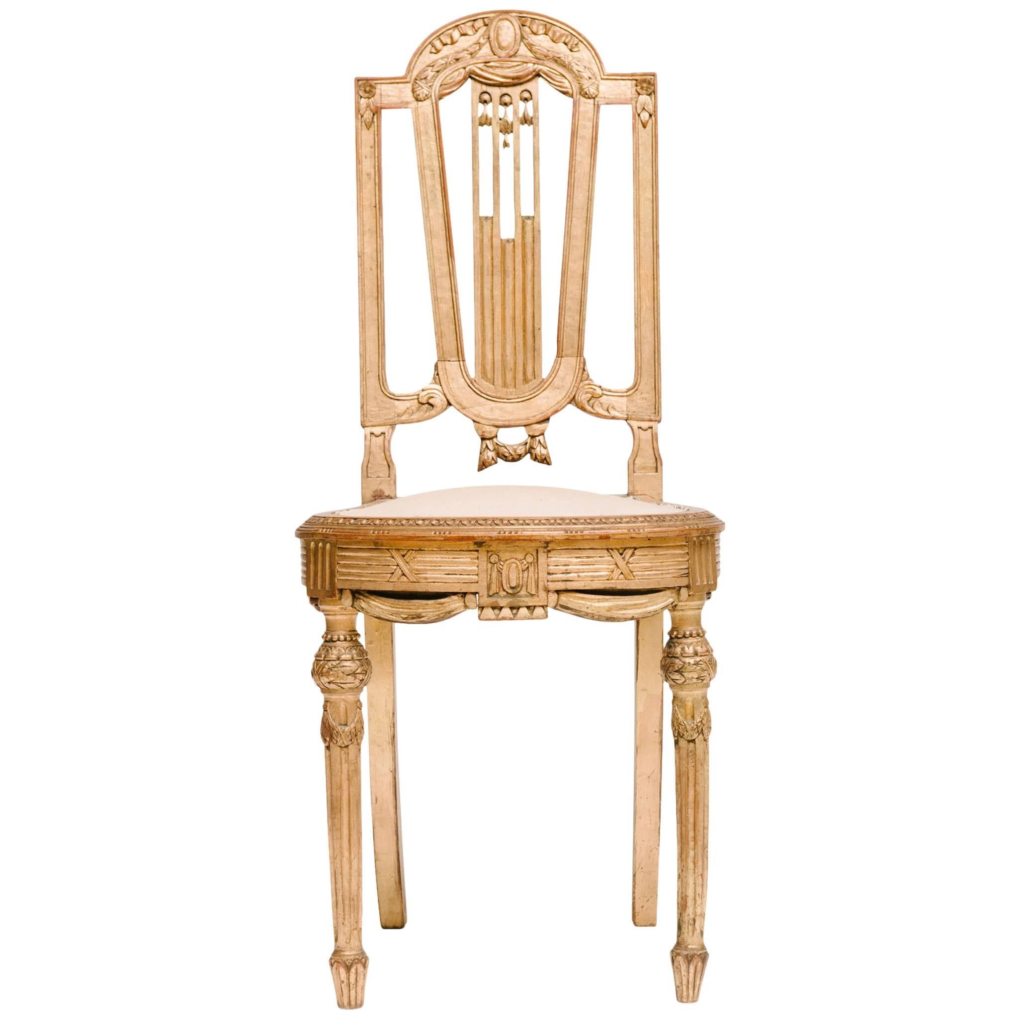 19th Century Neoclassical Style Giltwood Music Chair