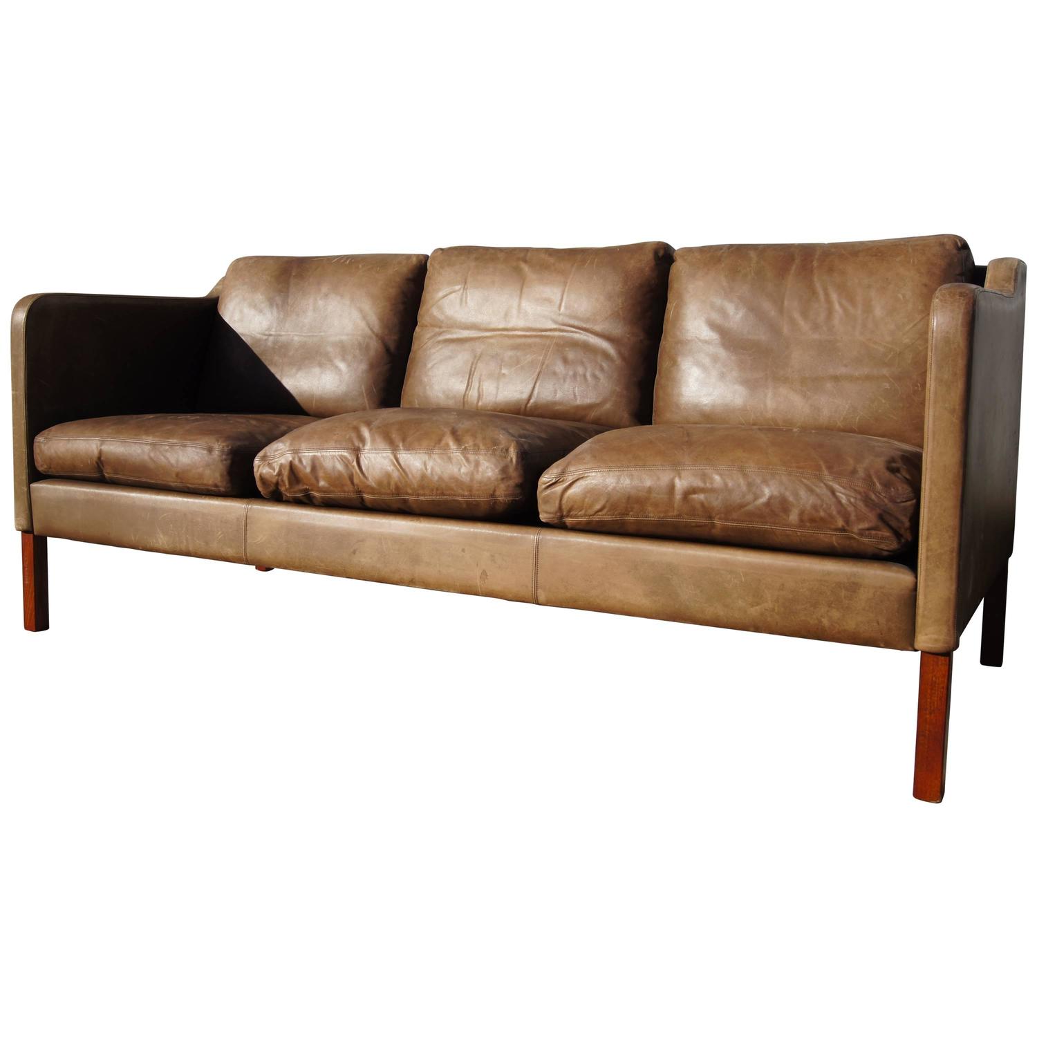 Leather Sofa in the Style of B¸rge Mogensen at 1stdibs