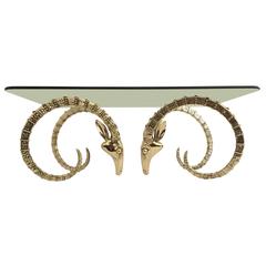 Polished Brass Ibex or Ram Head Coffee Table Base