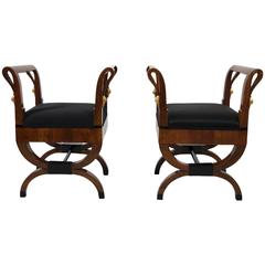 Pair of Austrian Neoclassical Stools, circa 1820 11