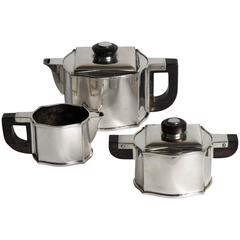 Art Deco Silver Teaset 'Nicole' by Philippe Wolffers, Brussel, 1930s