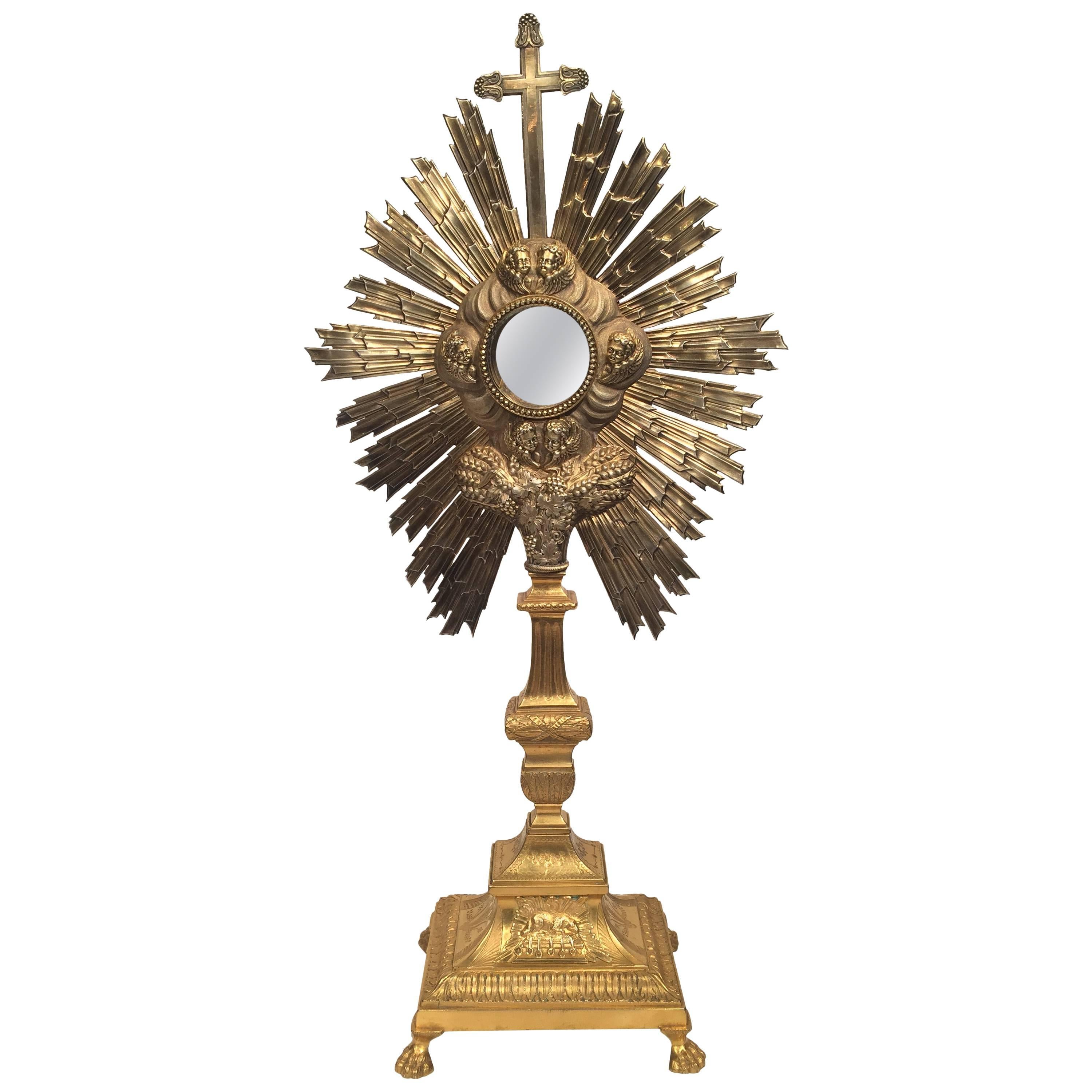 18th Century French Bronze and Copper Catholic Ostensoir or Monstrance