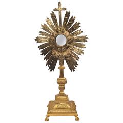 Antique 18th Century French Bronze and Copper Catholic Ostensoir or Monstrance