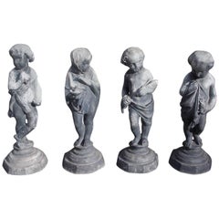 Set of French Lead Figural Four Seasons Garden Ornaments.  Circa 1820