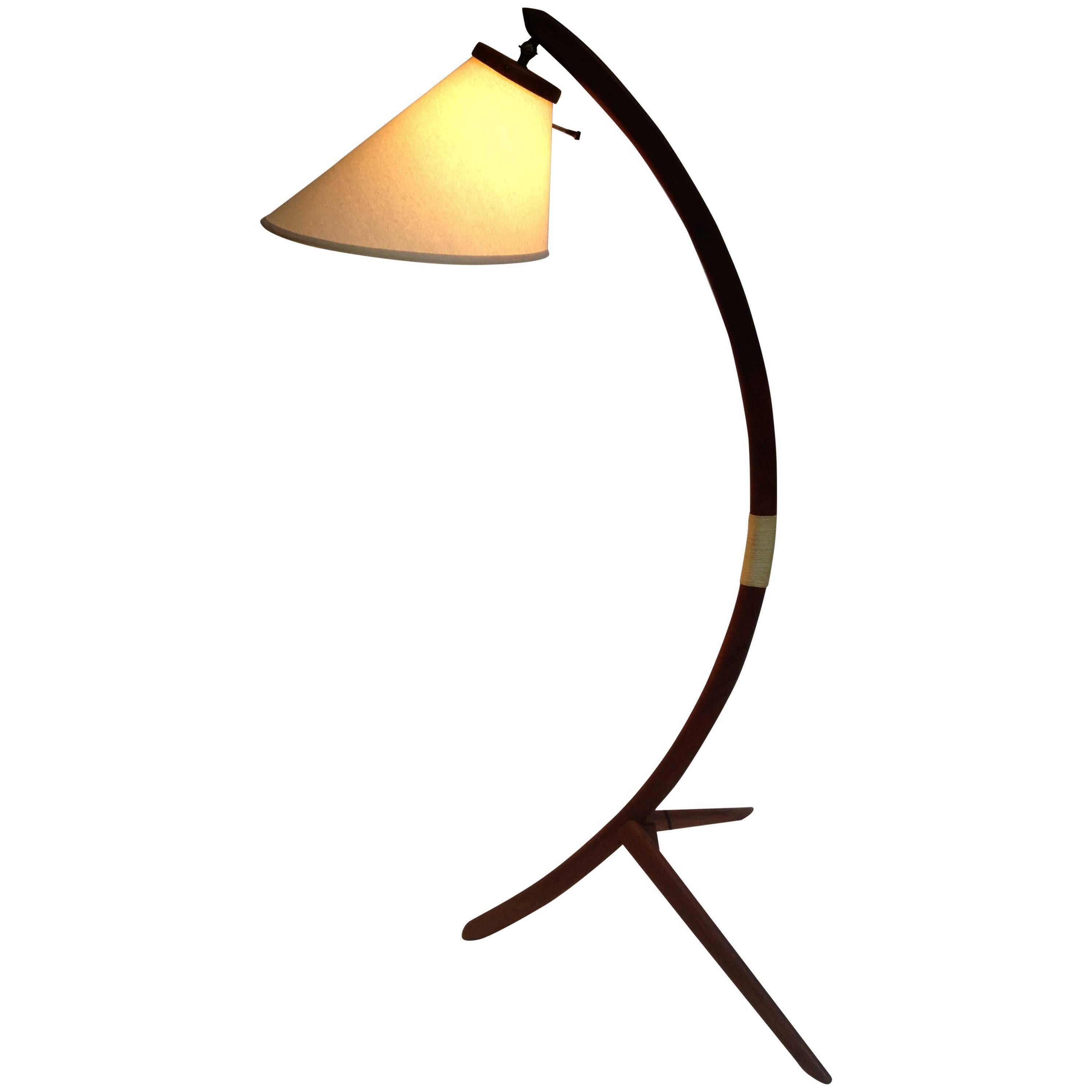 Mid-Century Modern Three-Leg Teak Floor Lamp