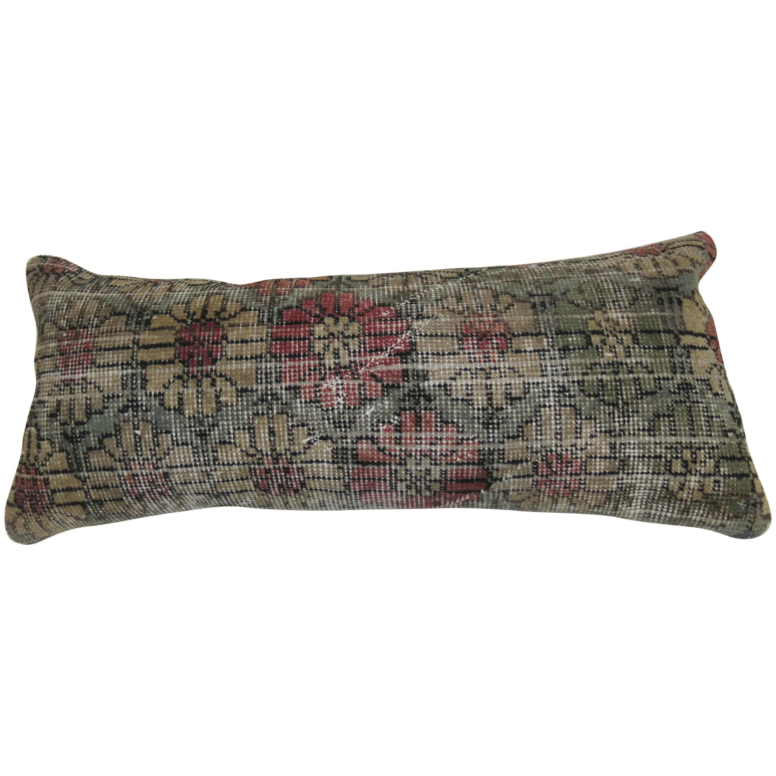 Antique Oushak Pillow Fragment Turkish Rug Anatolian Bolster