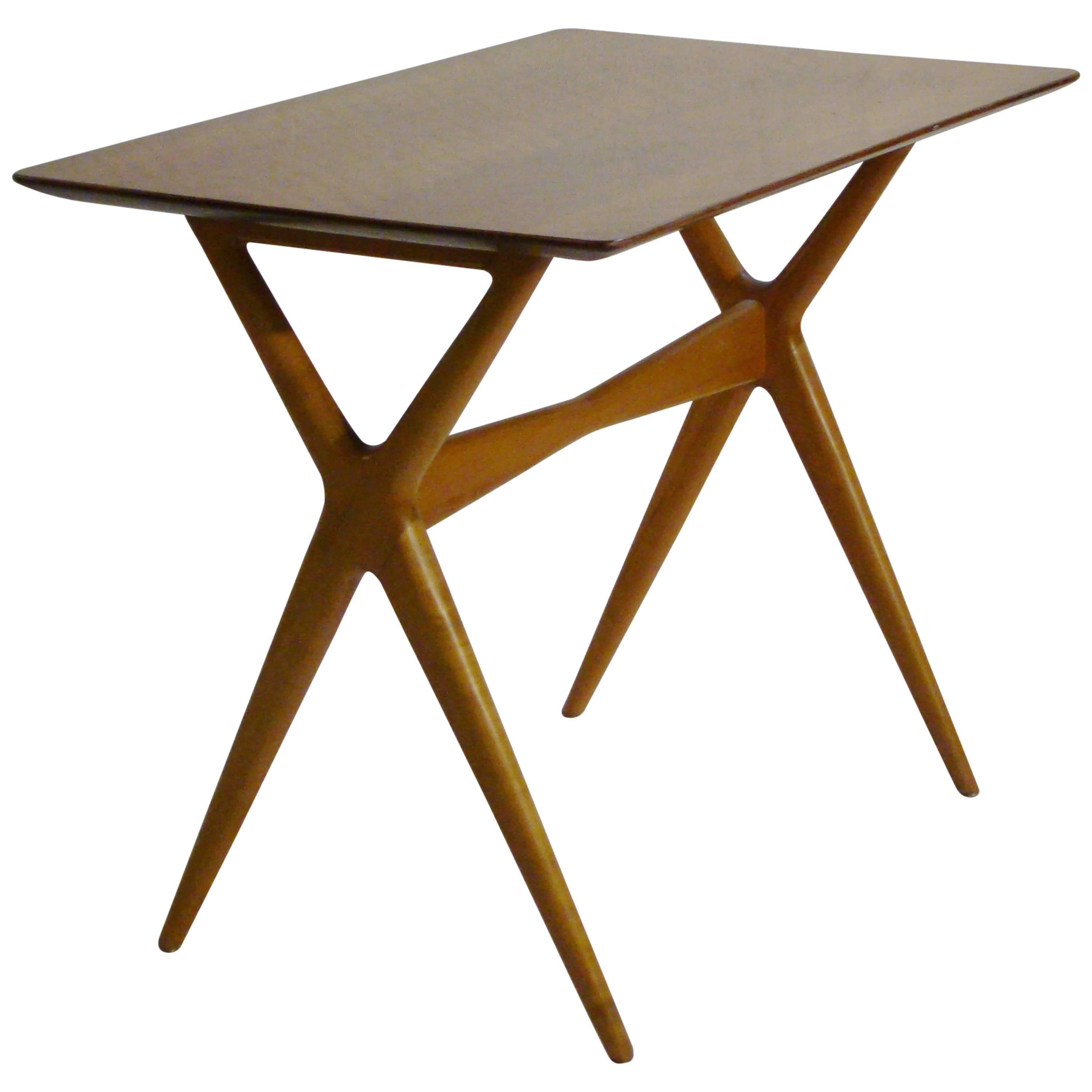  Scissor Leg Side Table, Server Attributed to Renzo Rutili for Johnson Furniture