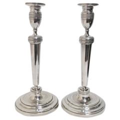 18th Century French Neoclassical Silver Sterling Candlesticks