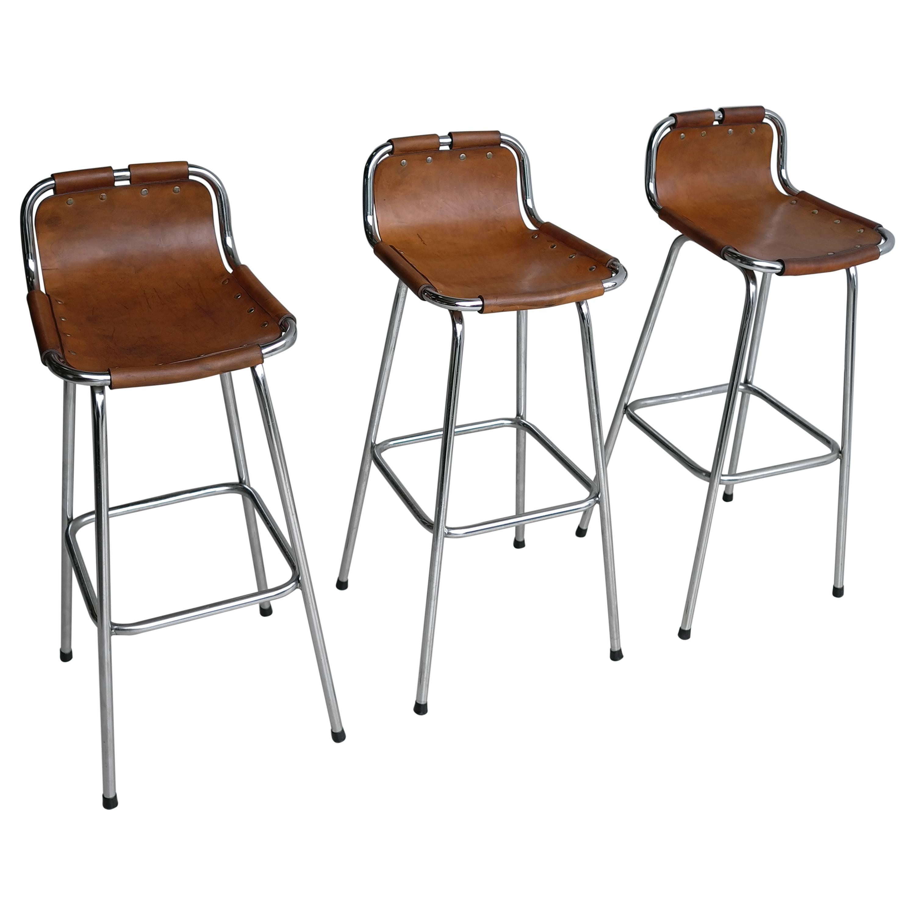 Charlotte Perriand Leather Barstools for Les Arc Ski Resort, France, 1960s