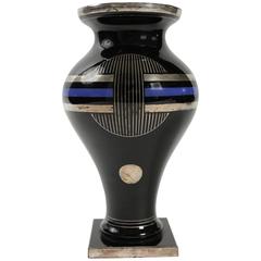 Beautiful Art Deco Period Vase, Black Opaline by Hem, 1930s