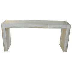 Large Three-Drawer Parchment Console Table