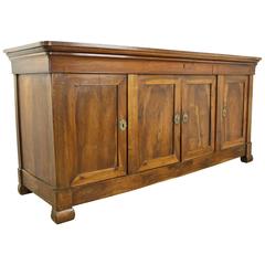 Four Door Antique French Louis Philippe, /Directoire Walnut Enfilade 