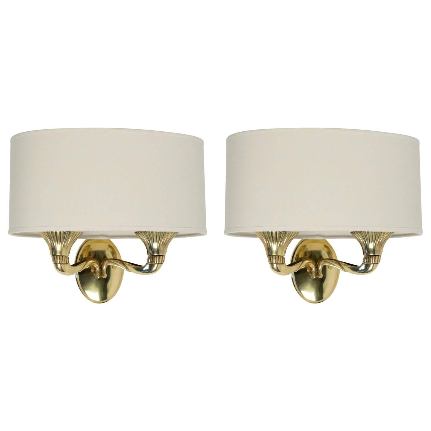 Pair of 1940s Sconces in the style of Jules Leleu
