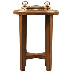 Vintage Mahogany Cocktail Table with Brass and Glass Porthole top