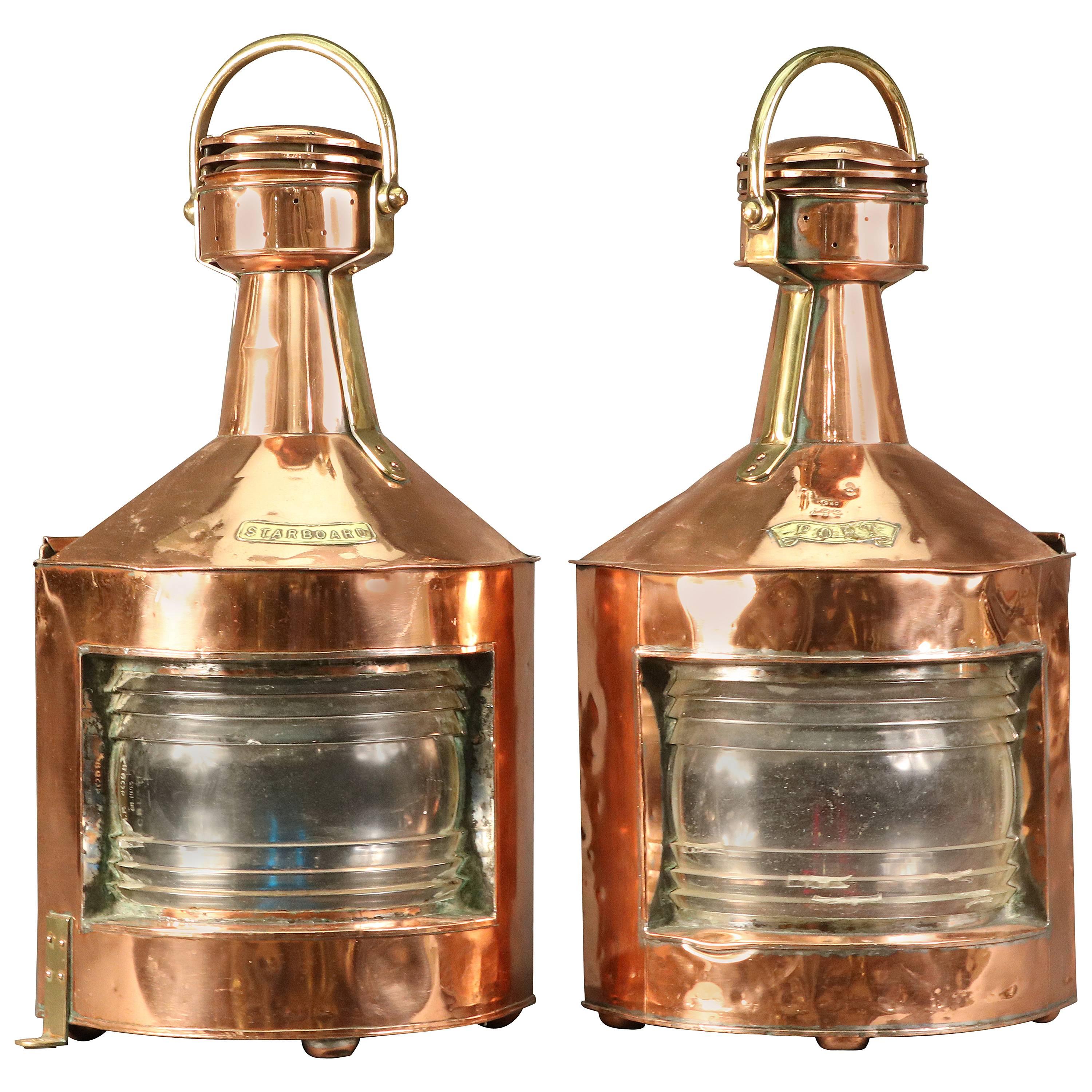 Massive pair of Port and Starboard Lanterns For Sale