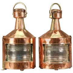 Antique Massive pair of Port and Starboard Lanterns
