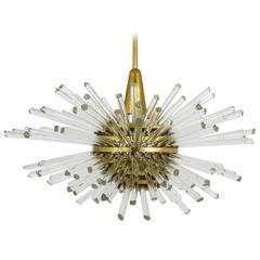Bakalowits Miracle Sputnik Brass Chandelier with Crystal Glass Rods, 1960s