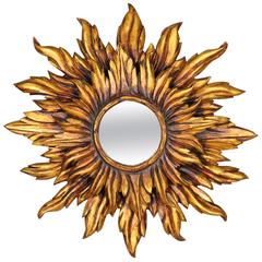 Spanish 1960s Double Layered Giltwood Sunburst Mirror