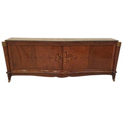 Antique French Art Deco Burl Amboyna Jules Leleu Style Buffet