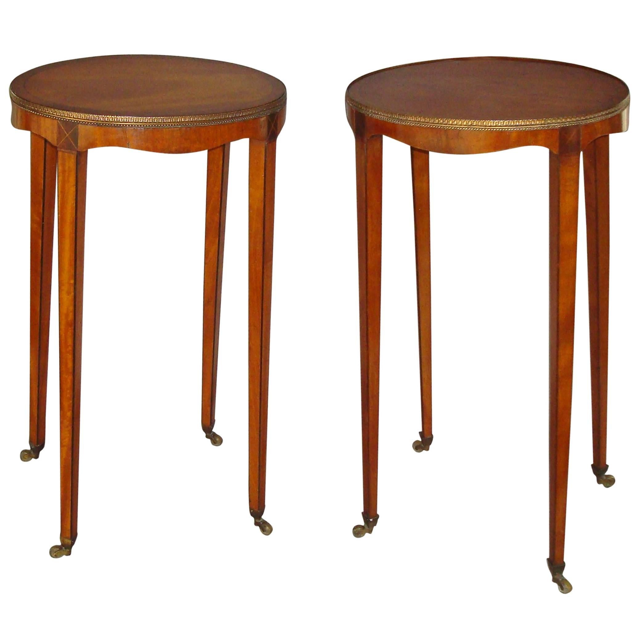 Elegant George III Matched Pair of Satinwood Urn Stands For Sale