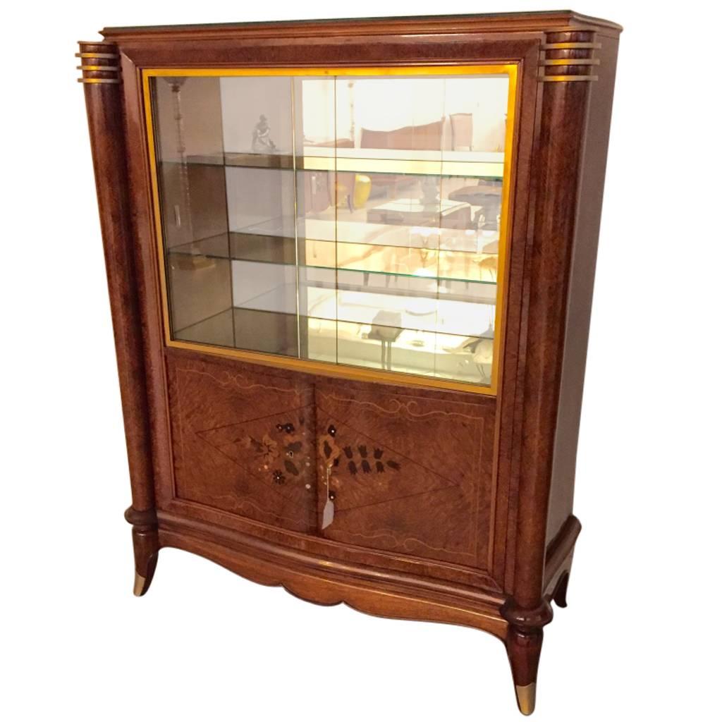 French Art Deco Vitrine or Display Cabinet in the Style of Jules Leleu  For Sale