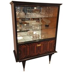 French Art Deco exotic macassar ebony vitrine / display cabinet