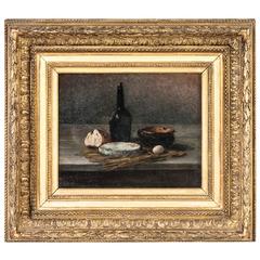 19th Century French Oil Painting Still Life with Original Giltwood Frame