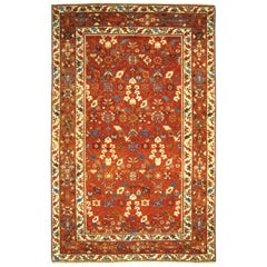 Antique Northwest Persian Oriental Carpet, Small Decorative Rug w/ Floral Design